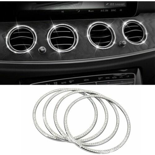 4Pcs Diamond Car Air Vent Outlet AC Ring Trim For Mercedes Benz E Class E200 300L