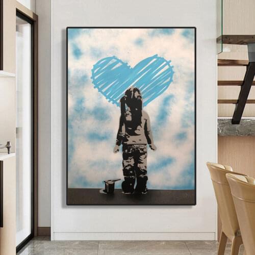 Bansky Graffiti Art Canvas Painting Street Graffiti Wall Art Posters and Prints Girl Decorative Picture Living Room Home Decor