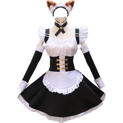 Brdwn FGO Fate Grand Order Womens Lancer Tamamo no Mae Cosplay Costume Maid Apron Dress