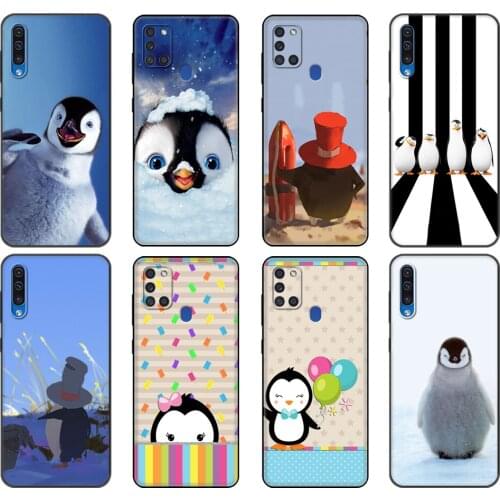 Black tpu Case For Samsung Galaxy A50 50S A30S A10 A01 A11 A21S A31 A41 A51 A71 M21 M30S S10 LITE Cover Cute arctic penguin