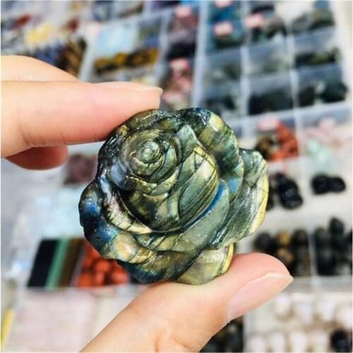 Labradorite Flower Hand Carved Gemstone Natural Folk Crafts For Gifts