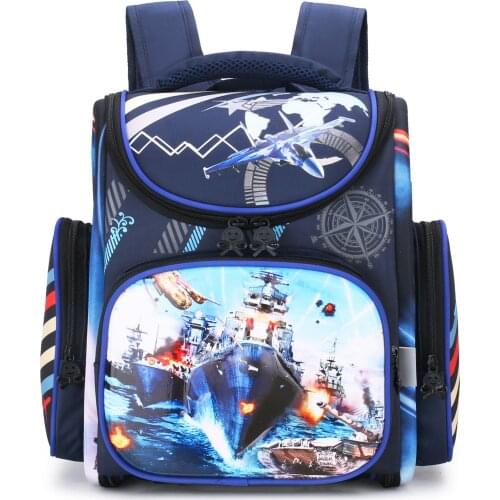 Children Nice Backpacks Boys School Bags Kids Orthopedic Satchels Cartoon Car 3D Folded Primary School Grade 1-3 Backpacks