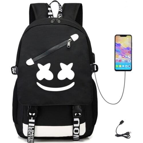 DJMarshmello Children School Backpacks Cool Luminous Waterproof Schoolbag Student School Shoulder Bag for Boys Girls