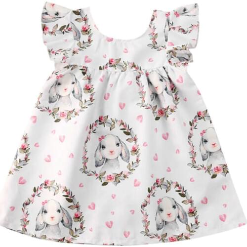 Kids Children Girls 6M-4T Sleeveless Rabbit Holiday Mini Dress Party Princess Dresses