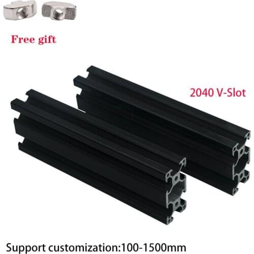 2pcs Aluminum Profile Extrusion Frame Black 2040 V- SlotEuropean Standard 100mm-1200mm Anodized Linear For CNC 3D Printer Parts