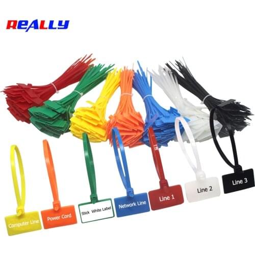 100pcs Easy Mark 4*150mm Nylon Cable Ties Tag Labels Plastic Loop Ties Markers Cable Tag Self-locking Zip Ties
