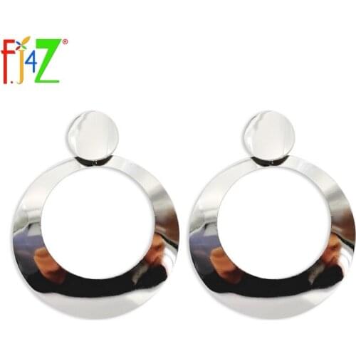 F.J4Z 2017 Cat-Walk Show Earrings Fashion Stylish Metal Polish Big Circle Drop Earrings For Women Jewelry Bijoux Femme