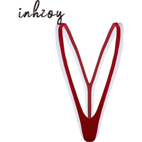 Hot Sexy Mens Panties Red Soft Velvet Mankini Thongs Christmas Santa Underwear Holiday Rave Party Fancy Costume Male Underpants