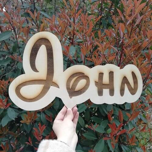 Custom Baby Shower Wood Name Sign Mirror Gold Silver Birthday Party Decoration, Personalized Babyshower Door Sign Room Decor