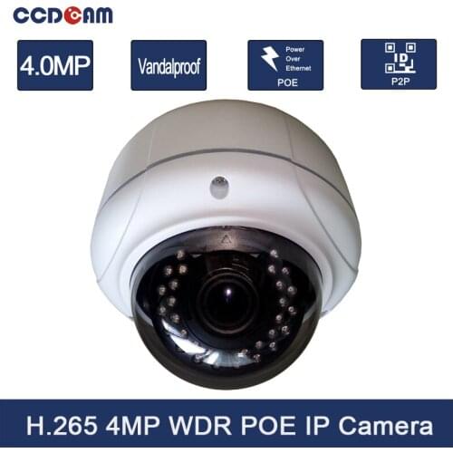 4MP H.265 IP Camera POE Vandalproof 2.8-12mm Varifocal lens IR Night Vision Onvif P2P Full HD CCTV Security Camera Free Shipping