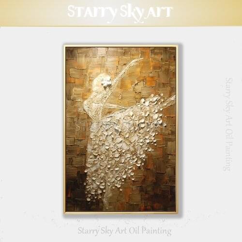 Artist Handmade High Quality Ballerina Figure Oil Painting on Canvas Large Canvas Textured Knife Ballet Dancer Acrylic Painting