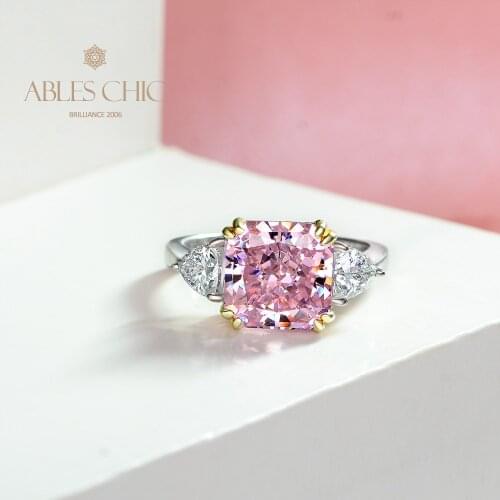 925 Silver Cushion Cut Lab Morganite Wedding Ring 5A Zircon Big Pink Gemstone Women Party Rings Bridal Fine Jewelry S2R1S2R0896