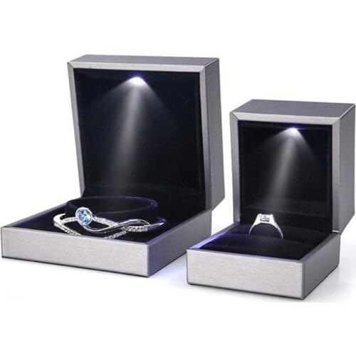 LED Light Jewelry Display Bracelet Necklace Wedding Engagement Earring Ring Display Case Box Storage Organizer Holder Gift