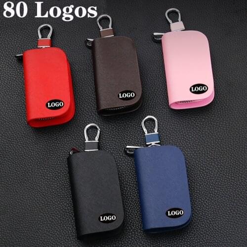 5 Colors Leather Car Logo Key Case Key Cover For Kia MG Chevrolet Hyundai Subaru Volvo Peugeot Suzuki Skoda Lexus Infiniti Audi
