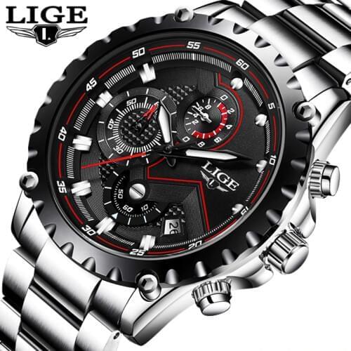 LIGE Brand Mens Fashion Watches Men Sport Waterproof Quartz Watch Man Full Steel Military Clock Wrist watches Relogio Masculino