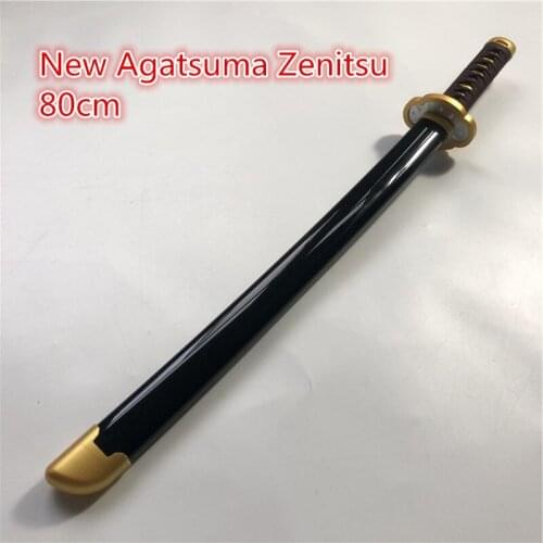 1:1 Kimetsu no Yaiba Sword Weapon Demon Slayer New Agatsuma Zenitsu Cosplay Sword 1:1 Anime Ninja Knife wood toy 80cm