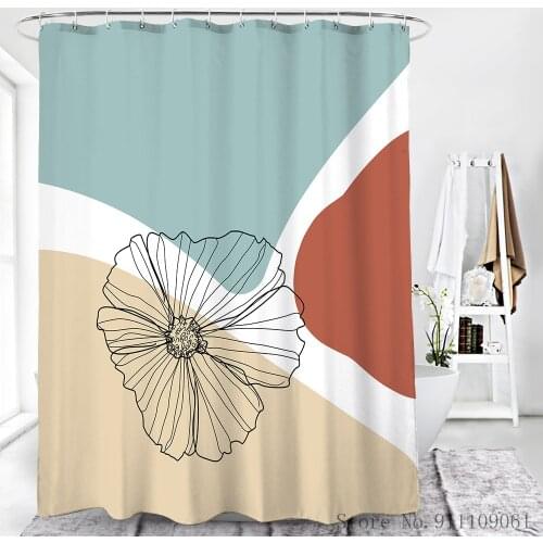 Fashion Simple Print Series Shower Curtain Waterproof Polyeste Fabric Bathroom Partition Curtains Customized Home Decoration