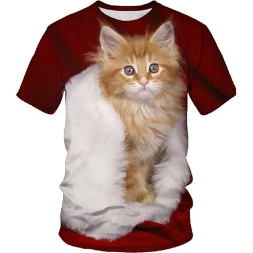 Mens T-sShirt 3D Printing Cat Pattern 2021 Summer Fashion Mens and Womens Same Style Oversized Short-Sleeved Casual T-Shirt