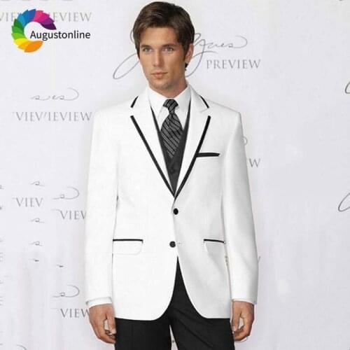 Custom Made Italian White Wedding Suits for Men Slim Fit Groom Tuxedos 3Pieces Best Man Blazers Jacket Pants Vest