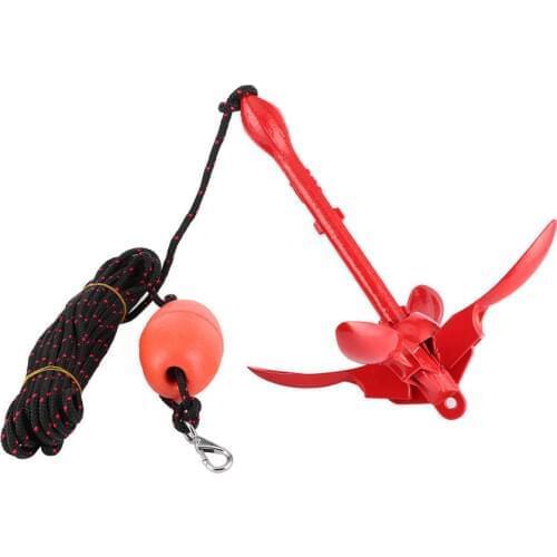 Boat Foldable Anchors Kit 3.3lb/1.5kg Red Universal Stainless Steel Grapnel Anchor for Boat Yacht Kayak Canoes
