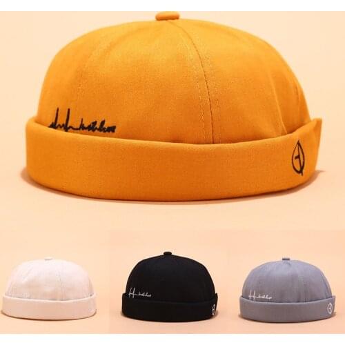 Novelty Fold Skullcap Retro Men Sailor Cap Women Warm Rolled Cuff Bucket Cap Brimless Hat Adjustable Winter Hat Bonnet Beanies