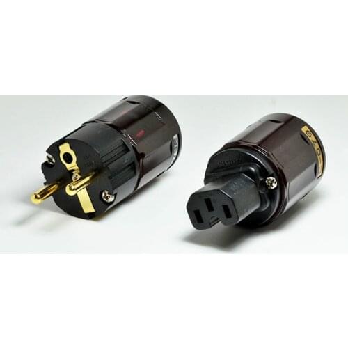 New P-079e + C-079 Rhodium Plated EUR Schuko AC Power Plug IEC Power Connector