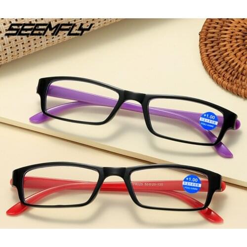 Seemfly 2020 Unisex Square Anti Blue Light Reading Glasses Men Women Retro Small Frame Presbyopic Eyeglasses Computer Goggle New