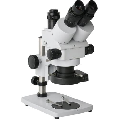OKA 7X-45X Simul-Focal Continuous Zoom Trinocular Stereo Microscope Holder Stand 144 LED Illumination Ring Light For Jewelry