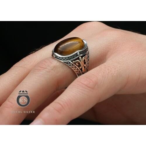 Original silver 925 with Tiger Eyes stone ring stamped with silver 925, all sizes are available