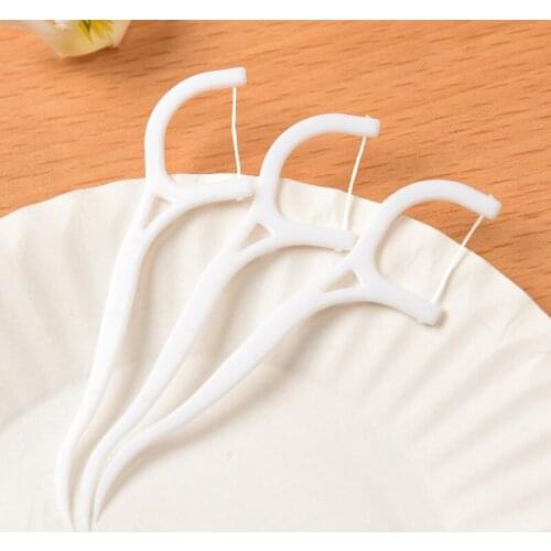 100pcs White Dental Floss Pick Tooth Cleaner Sticks 7.5cm Floss Pick Interdental Brush Flosser for Oral Cleaning Care