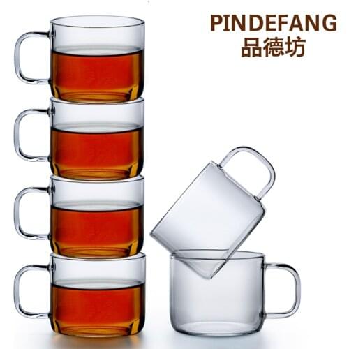 PINDEFANG 6pcs Heat-resistant 150ml Glass Tea Cup Drinkware Set Coffee Cup Office Elegant Transparent Teaware Giftset Beer Mug
