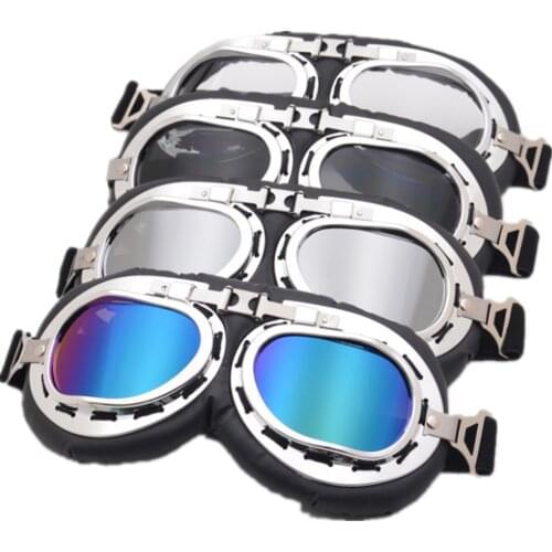 Retro Motorcycle Goggles Glasses Vintage Moto Classic Goggles for Pilot Steampunk ATV Bike Copper Helmet