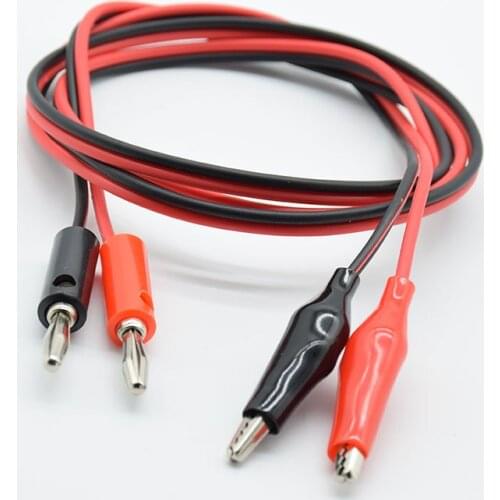 5set/5red+5black 4mm Injection Banana Plug To Shrouded Copper Electrical Clamp Alligator Clip Test Cable Leads 1M Testing Probe