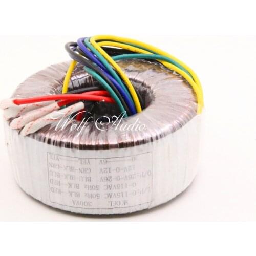 300W Toroidal Transformer Input: 0-115VAC + 0-115VAC Output: Dual 26V + Dual 12V + Single 6V Pure Copper Transformer