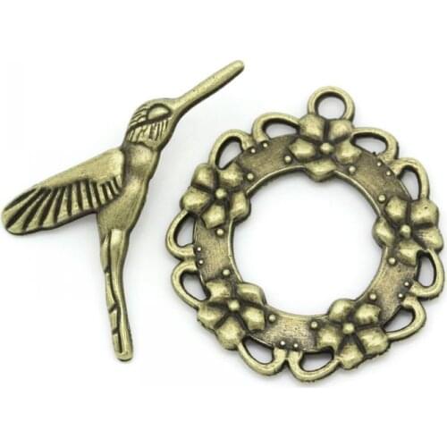 DoreenBeads Retail Toggle Clasps B?ird & Garland Antique Bronze 28x26mm 29x18mm,20 Sets