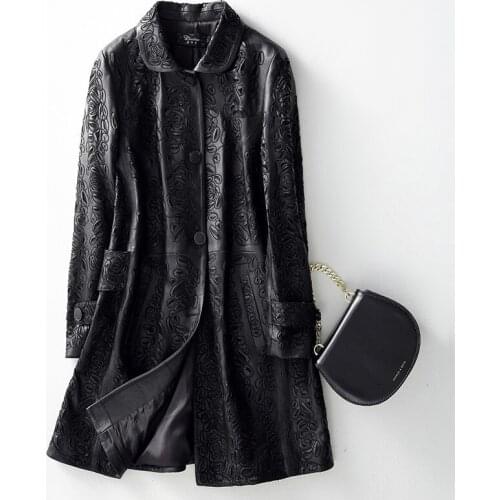 Autumn Spring Genuine Leather Jacket Female Casual Real Sheepskin Coat for Women Clothes Long Coats Ladies Jackets Outwear 1831