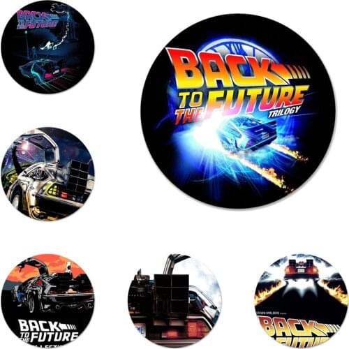 58mm Back to the Future DeLorean Time Machine Icons Pins Badge Decoration Brooches Metal Badges For Backpack Decoration