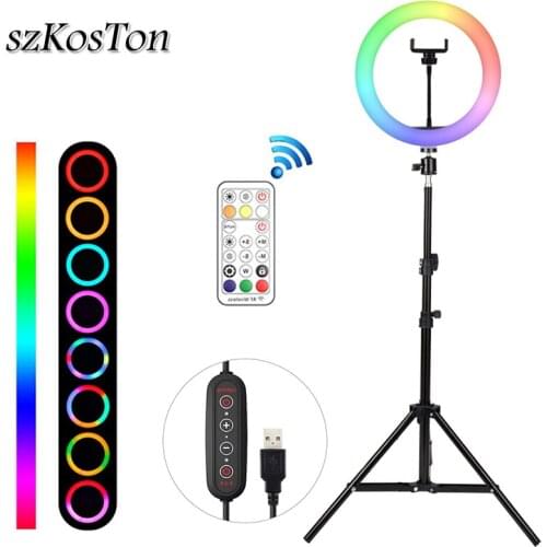 10 inch RGB Ring Light With Tripod Remote Control Colorful Photography Lighting Photo Studio Fill Lamp For YouTube Video