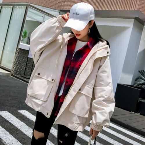 #1175 Women Jackets Spring Autumn Full Sleeve Batwing Hooded Jacket Female Large Size Black White Pink Clothes Korean Style Tops