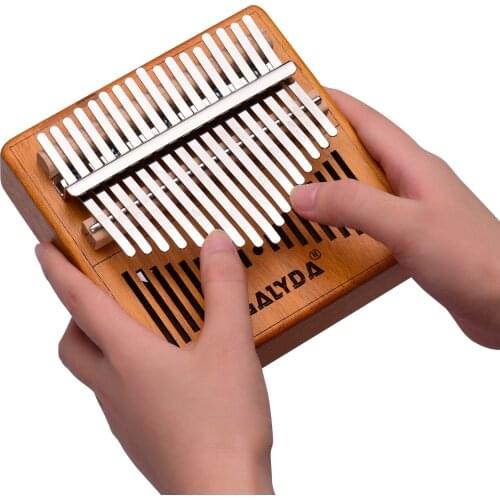 17-Key Thumb Piano Wooden Kalimba Mbira Musical Instrumnet with Carrying Bag Tuning Hammer Finger Protector Sticker Wipe Cloth