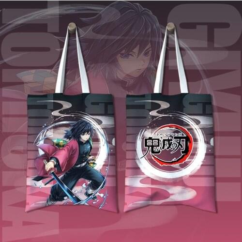 2 types 42CM NEW Japan pattern Anime Demon Slayer Kimetsu no Yaiba Tomioka Giyuu Shopping student Shoulder bag Gift