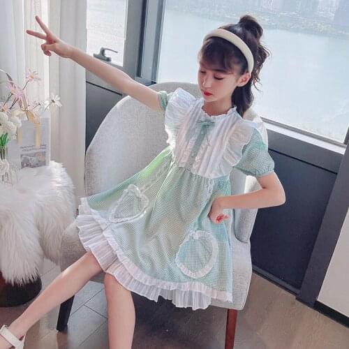 2021 Girls Summer Lolita Flower Dress Teenager Shining Evening Wedding Dress Princess Kid Birthday Dress Children Vestido Clothe