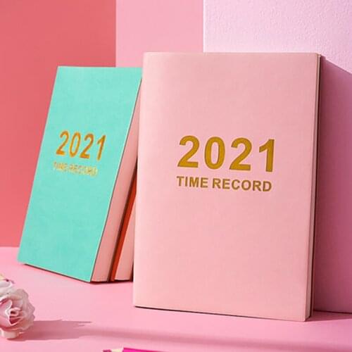 2021 One day one page week month Schedule book PU material Time Management Efficiency Manual Agenda Notebook A5 Thickened Diary