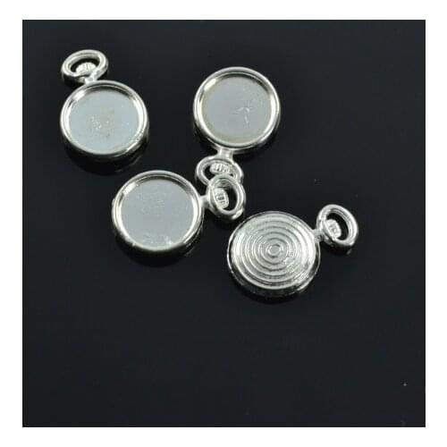 25pcs Silver Plated Watch Charms alloy cabochon 9mm Pendants for Bracelet Necklace Jewelry Making Accessories DIY 17*11mm 1739