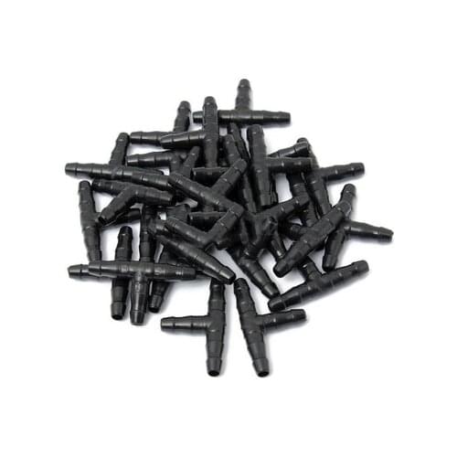 50PCS Plastic Dripper Watering Plants Tee 1/4 Inch Hose Connector Joint Hose Outdoor Irrigation Tools for 4mm/7mm Hose