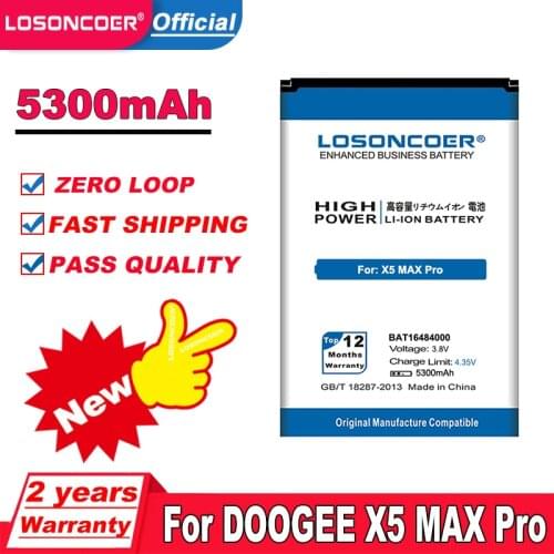 LOSONCOER 3700mAh For DOOGEE X5 Battery X5S / X5 PRO 5000mAh BAT16484000 For DOOGEE X5 MAX Pro Battery Gift Mobile Phone Holder