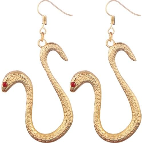 Anime One Piece Gold Snake Drop Earrings Boa Hancock Cosplay Clip Earrings for Women Men Jewelry Accessories
