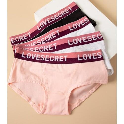 Pure Cotton Women Panties Soft Underwear Cute Letter Girls Intimates Breathable Female Seamless Briefs Low-Rise Sexy Lingerie