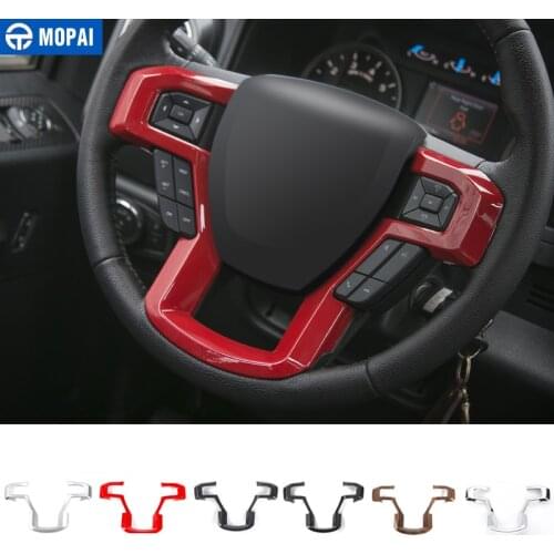 MOPAI ABS Car Steering Wheel Button Decoration Trim Cover Interior Accessories Stickers for Ford F150 2015 Up Car Styling