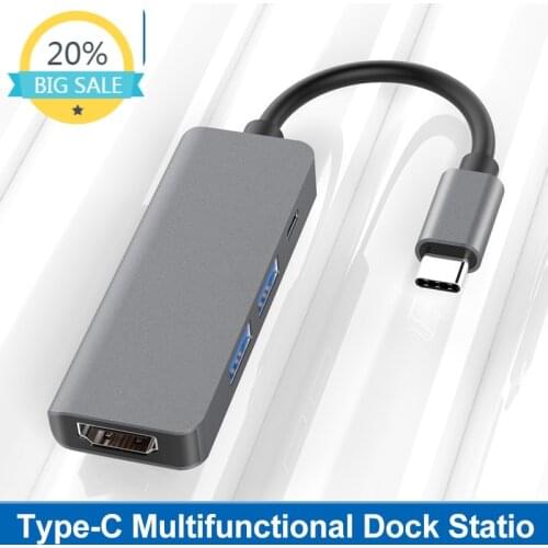 Type-c Four-in-One Docking Station USB to HDMI +2 USB3.0 + PD Computer Converter